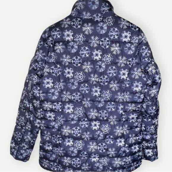 Lands' End Blue Snowflake Print Zip Up Puffer Coat. Small. 6-8. 6. 8. NEW. - Picture 4 of 10